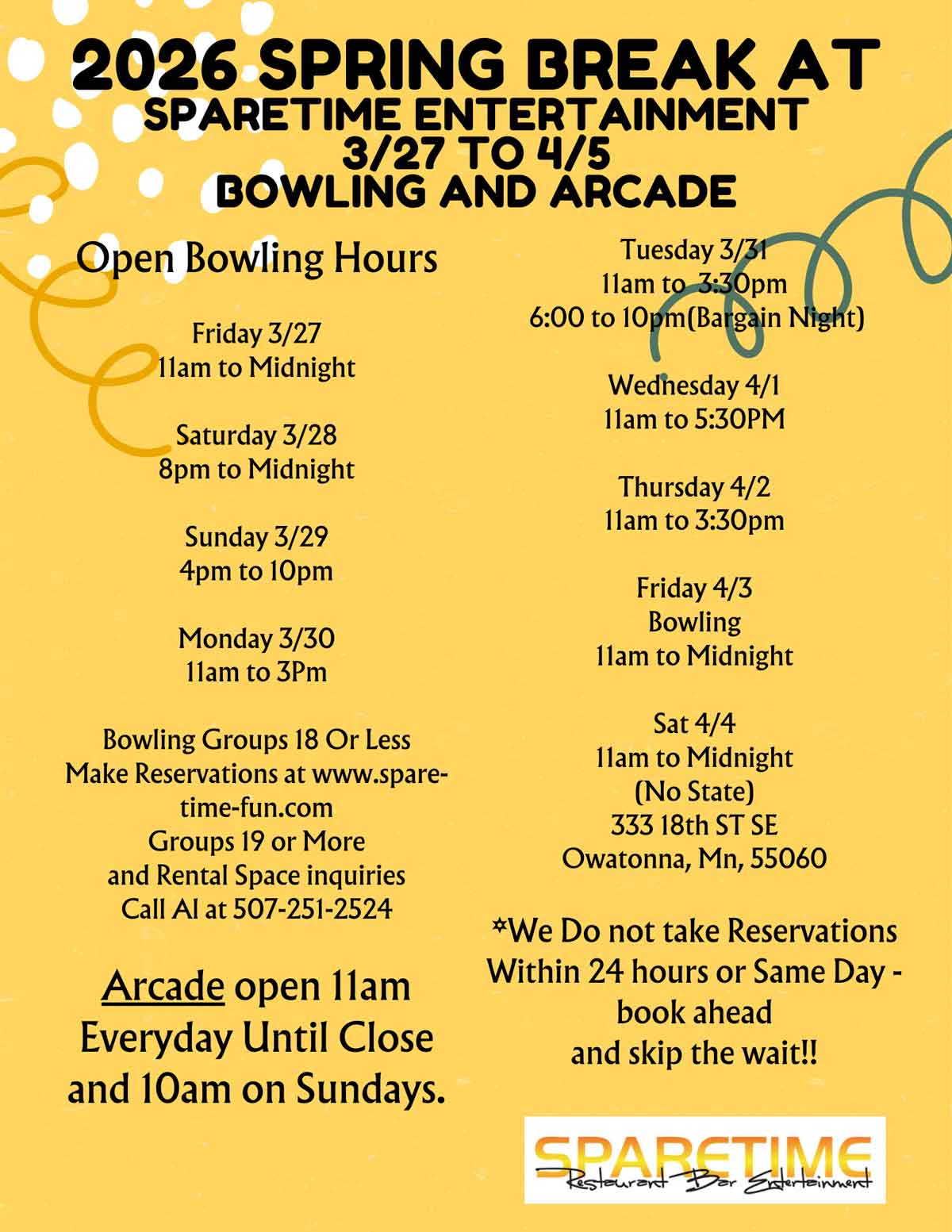 Spring break 2026 Spare Time Fun